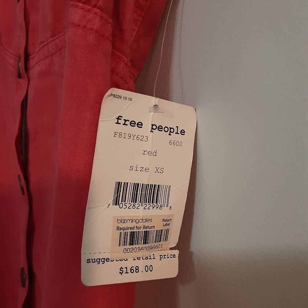 Free People Pink/Red Sleeveless Button-Down Dress Size Xs - Picture 5 of 9
